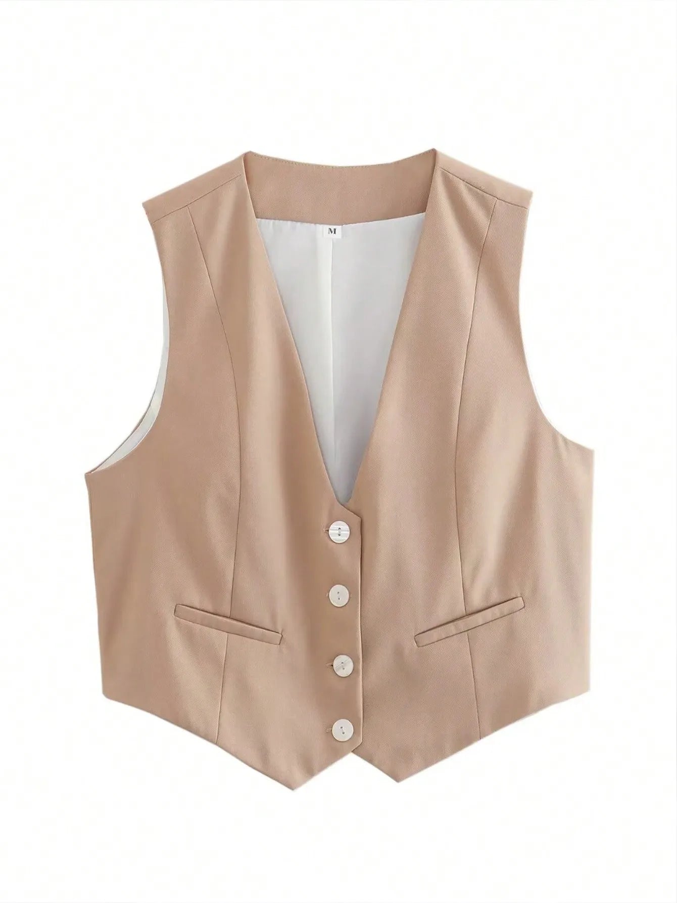 HH Women Fashion Solid Suit Vest Sleeveless Cropped Waistcoat Tops Vests Spring Summer Casual Office Lady Chic Tops