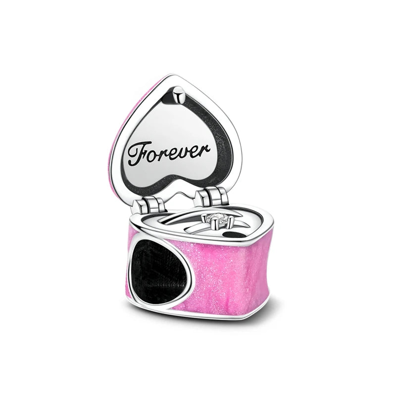 MULA Pink 925 Sterling Silver Charms Pendant Perfume Dreamcatcher Heart Love Beaded Fit Original Bracelet Women DIY Jewelry Gift