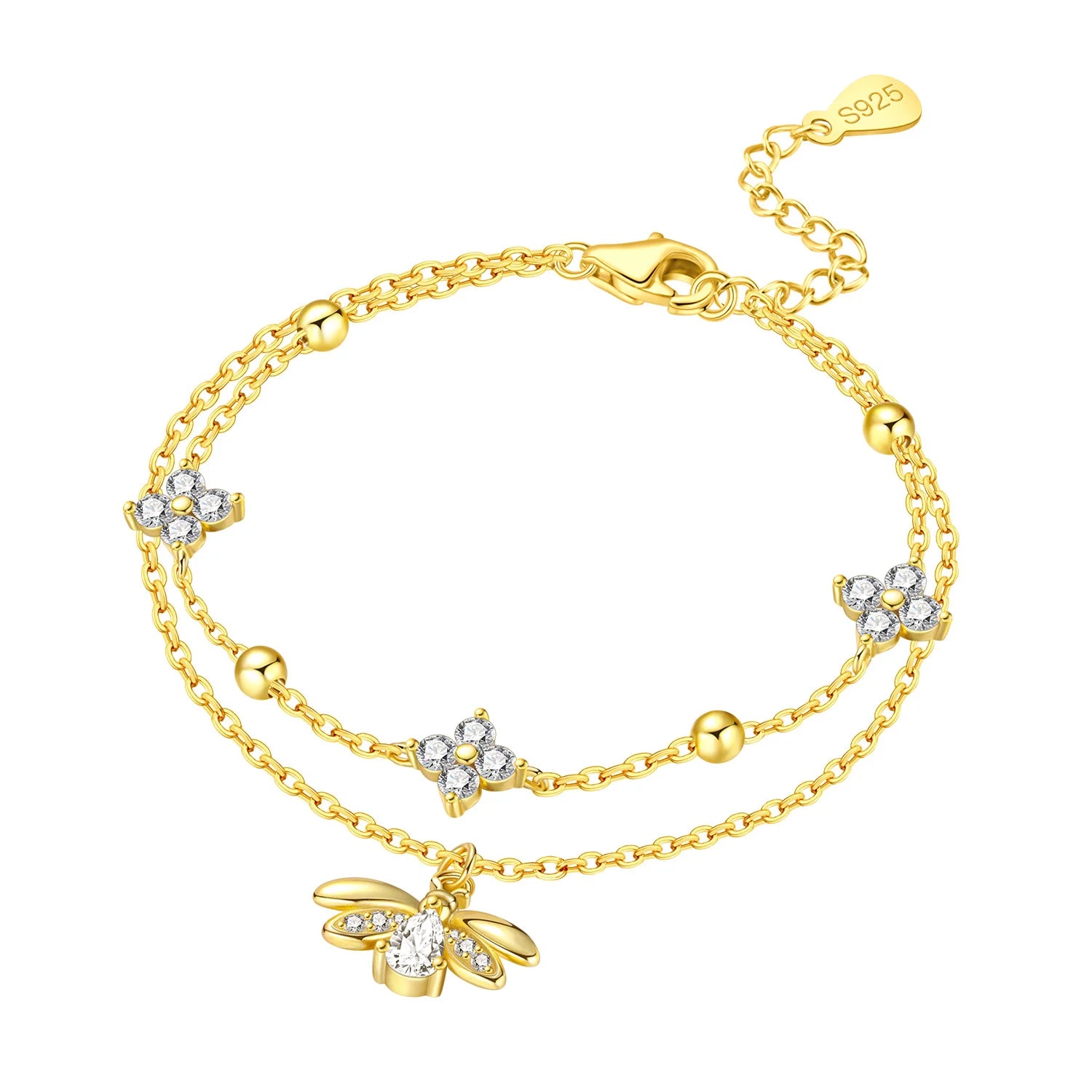 Original 925 Sterling Silver Zirconia Tennis Chain Bracelet for Women Adjustable Gold Color Hot Sale Ideal Birthday Party Gifts