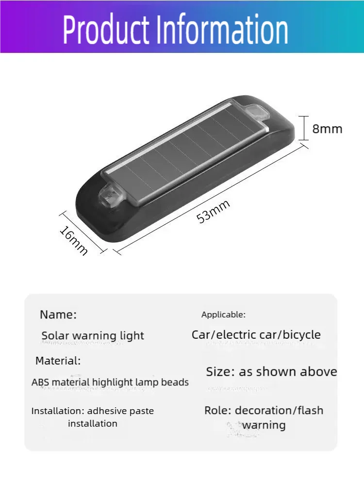 Car Mini LED Solar Power Warning Light Night Security Simulated Alarm Wireless Anti-Theft Caution Lamp Strobe Dummy Alarm Lamp
