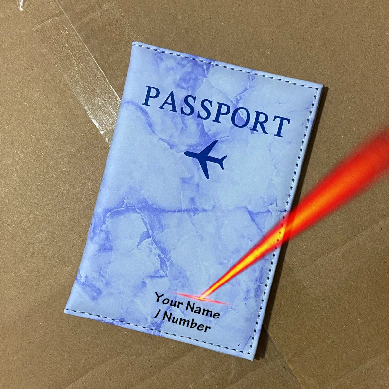 Laser Engraving Customize Name Passport Holder Travel Wallet Marble Patten Case for Passports Passport Cover With Personal Names