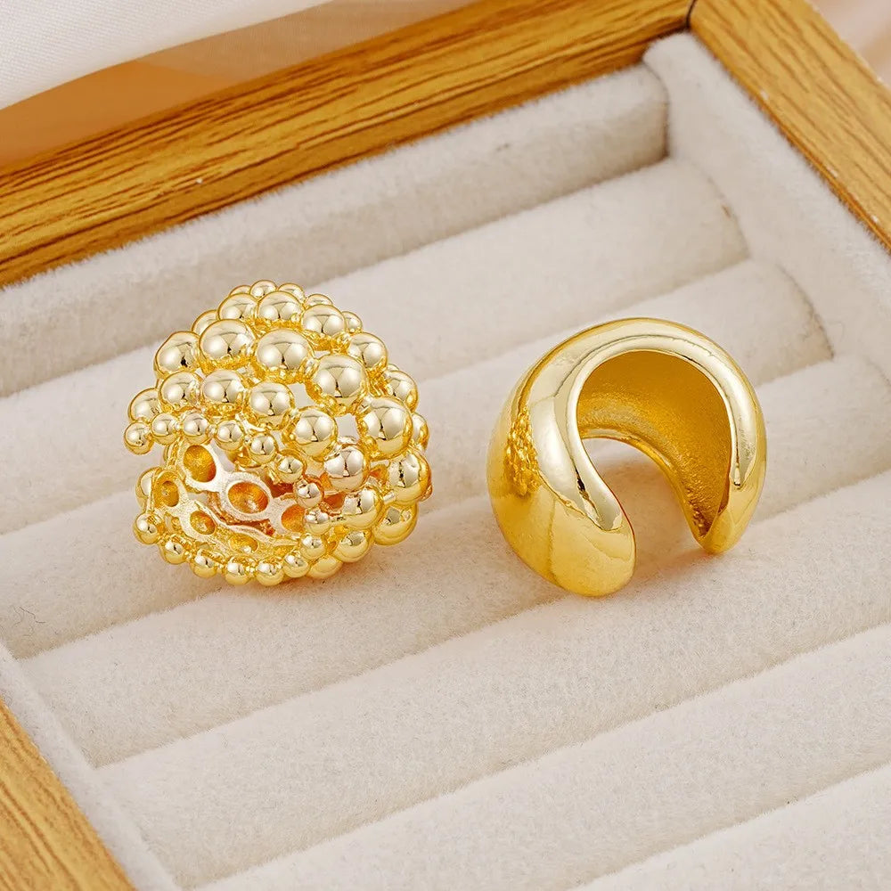 2025 New Exaggerated Wide Clip-On Earrings Set For Women Simple Gold Color Copper Metal Earring Daily Wear Vacation Jewelry Gift