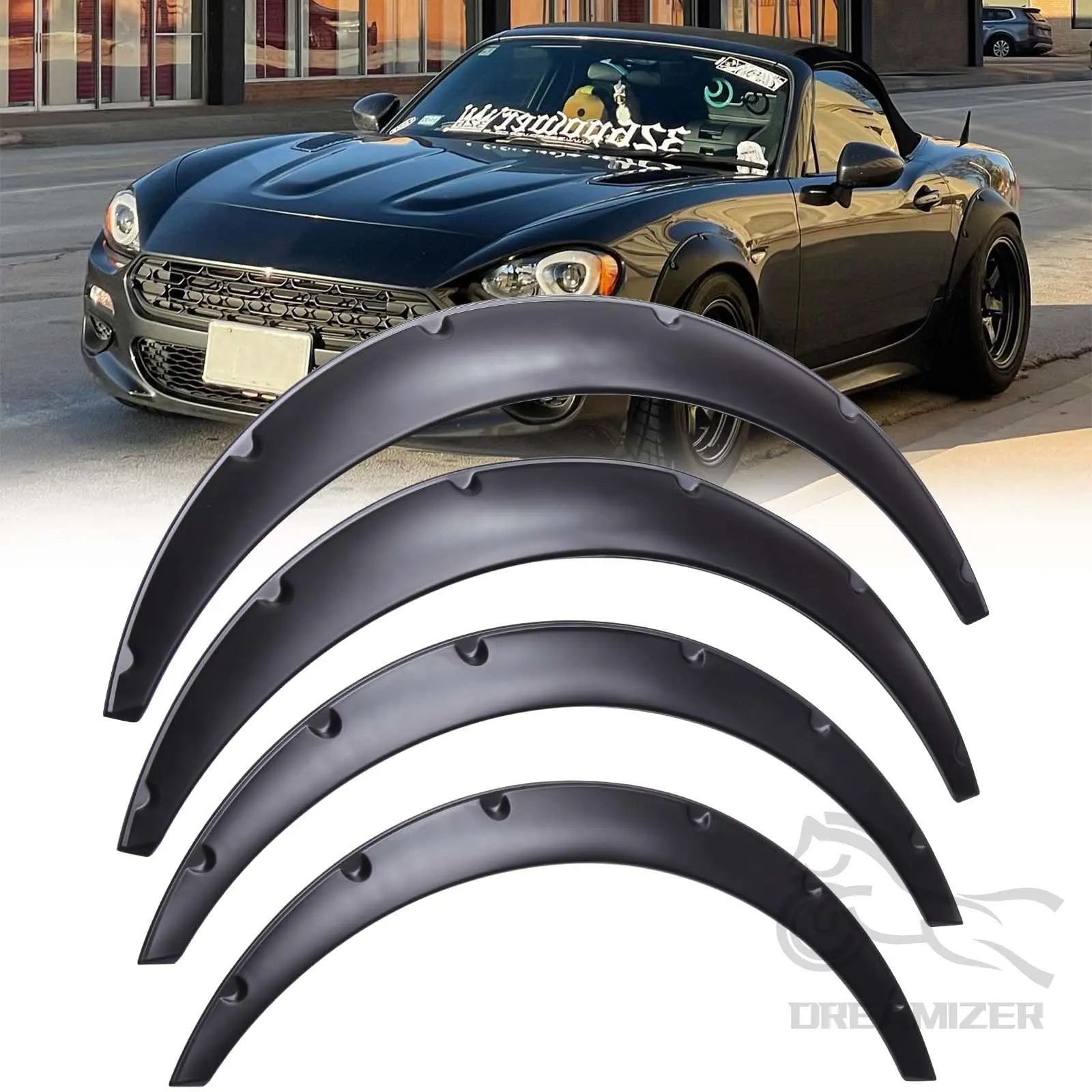 4Pcs 2 Size Universal Flexible Car Mudguards Mud Splash Guards Mud Flaps Fender Flares Extra Wide Body Wheel Arches