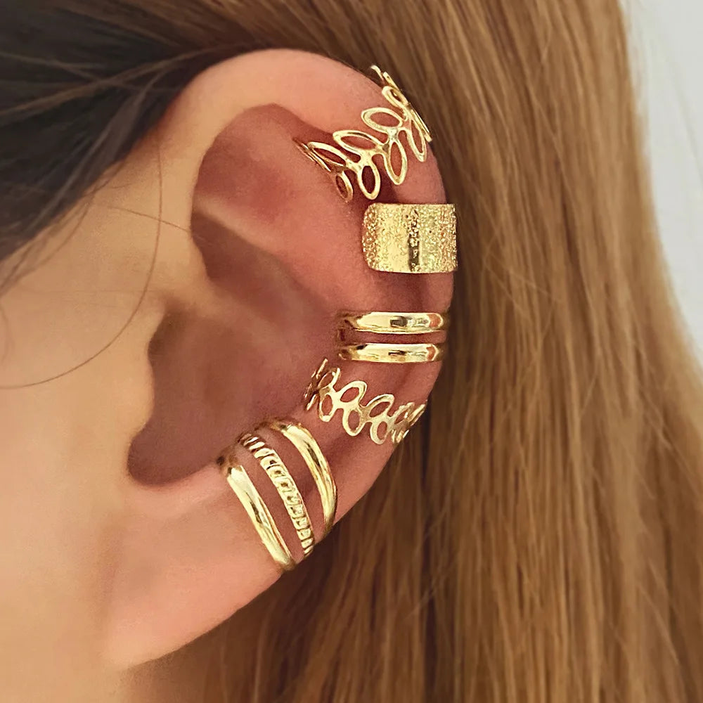 Gold Silver Ear Cuff Without Piercing Ear Clips Earrings for Women Trendy Earring Fake Cartilage Earrings Clip Каффы Для Ушей