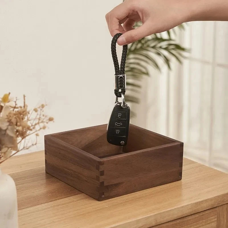 Black Walnut Wood Storage Box Hand Carved Bedroom Jewelry Organizer Modern Desktop Cosmetic Container European Home Decoration
