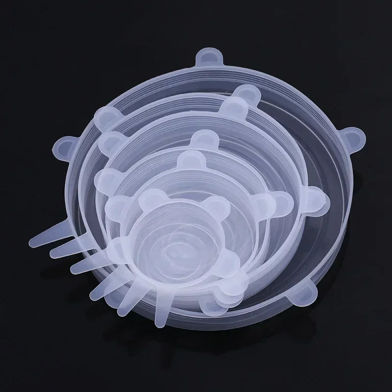 For Kitchen Accessories Plastic Adaptive Kitchen Storage Organization Container Adjustable Elastic Silicone Caps Refrigerator