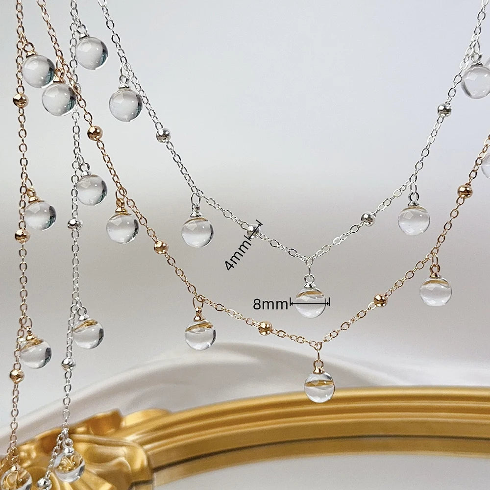 1 Meter Transparent Round Glass Beads Pendant Metal Chain for DIY Teardrop Necklace Bracelets Fashion Chain Accessories