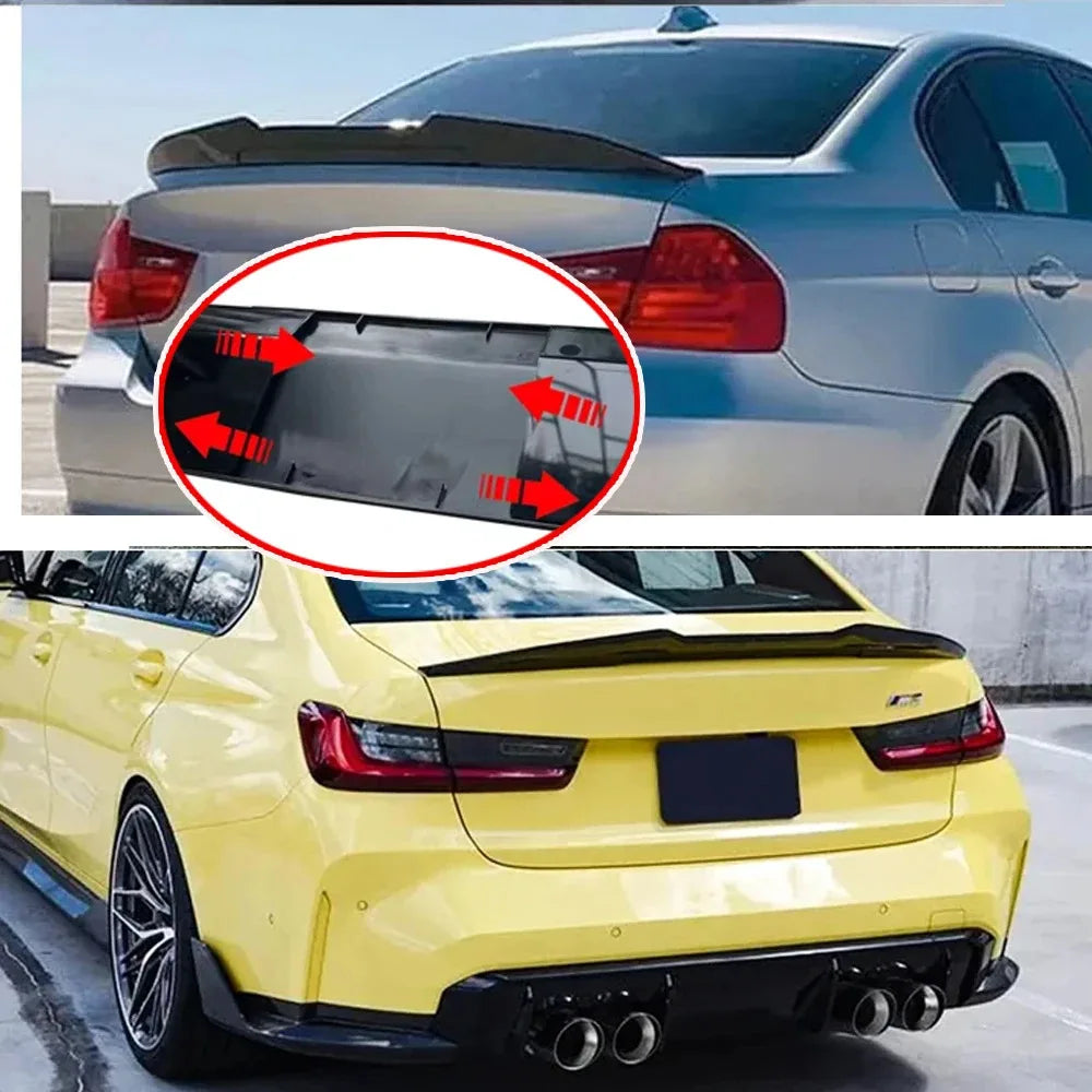 Universal 3pcs Sedan Rear Trunk Tail Rear Wing Spoiler 46.06-50.0inch Adjustable DIY Refit Boot Wings Spoiler Car Accessory