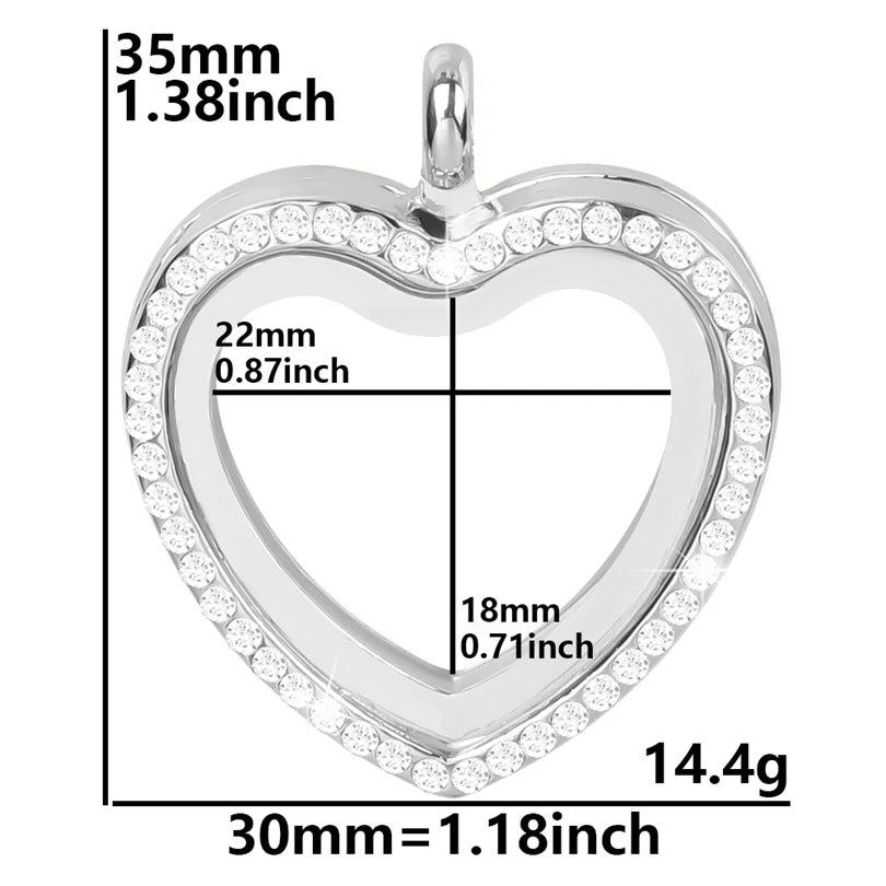 1Pc Punk Heart Round Memory Reliquary Photo Medaillon Pendant Glass Geometric Cremation Ashes Floating Locket кулон Jewelry