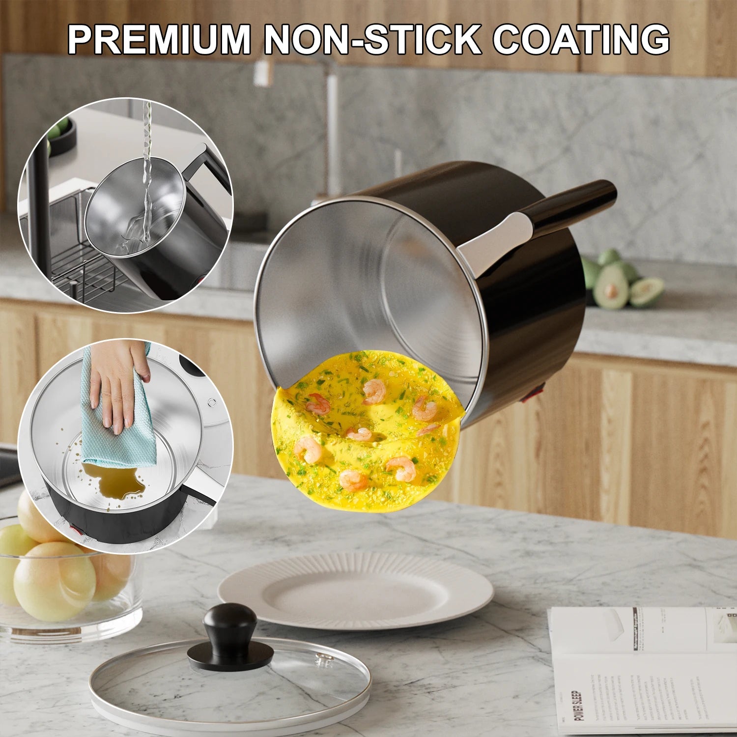 Hot Pot Electric, 1.5L Non-Stick Saucepan, Versatile Electric Cooker For Noodles, Steaks, Eggs & Pasta, Quick-Cook Option