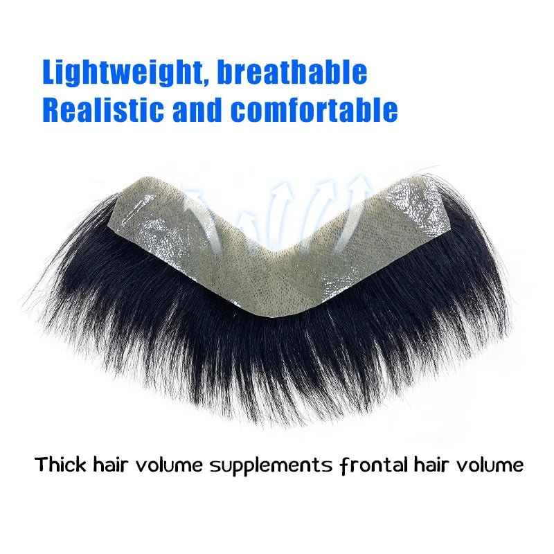 100% Human Hair Men PU V Loop Front Toupee Carefully Prune Natural Hairline Wigs Remy Hair Replacement Straight Hairpiece