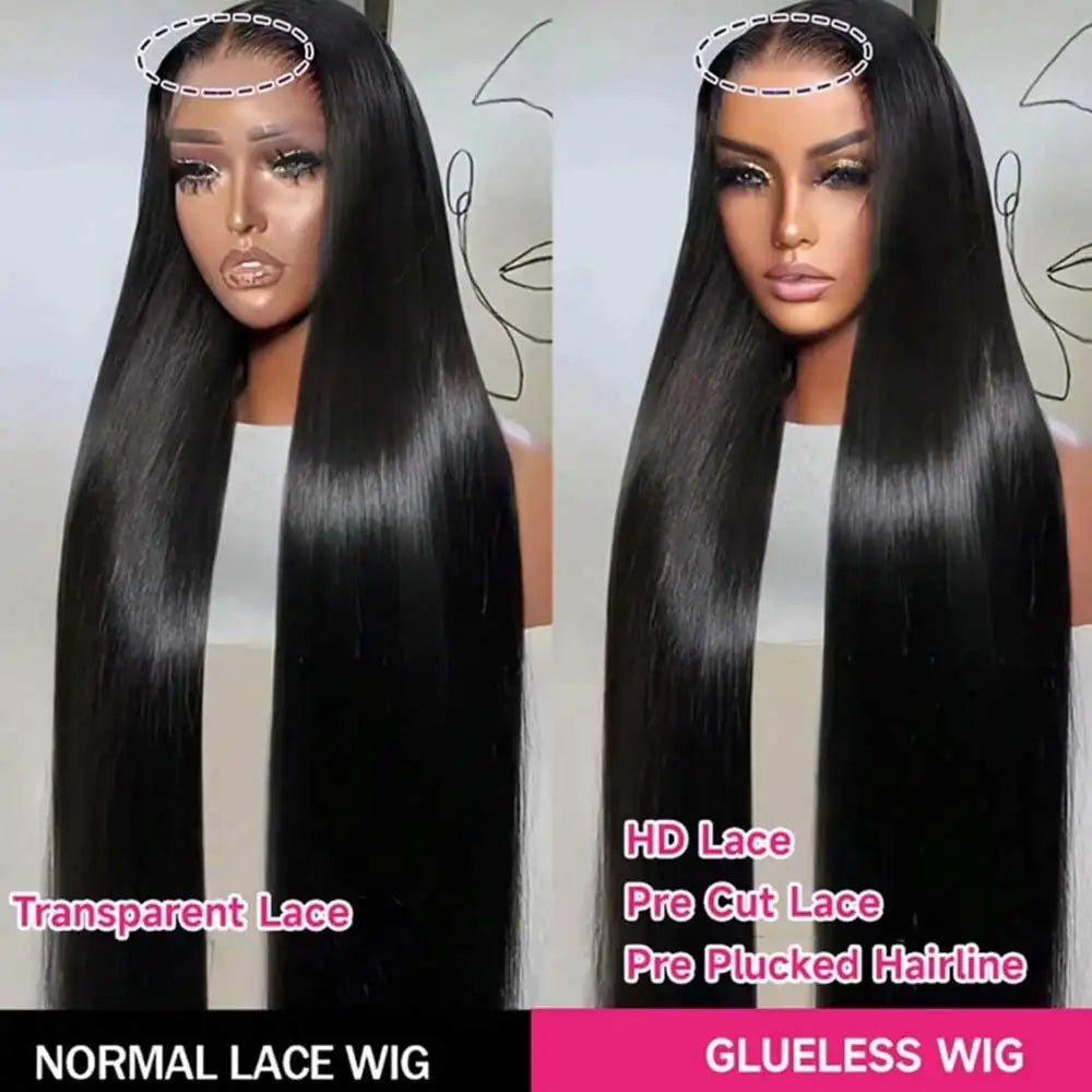 40 42 Inch Straight Human Hair Wigs 13x4 13x6 HD Lace Frontal Wigs For Women Glueless Bone Straight Lace Front Human Hair Wigs