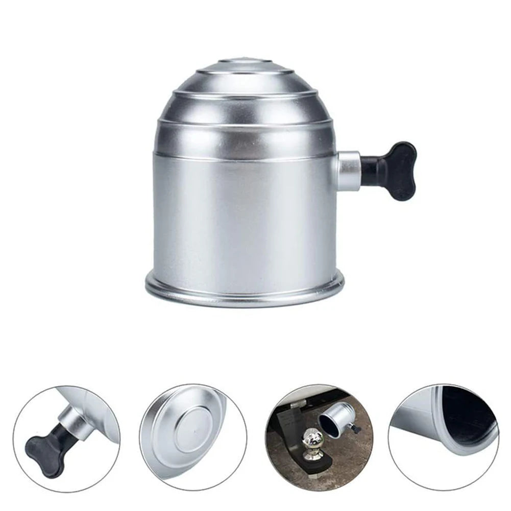 50mm Car Tow Bar Ball Cover Lockable Key Towing Hitch Trailer Protector Cap Black Silver Plastic Truck Car Prevent Loose Fall