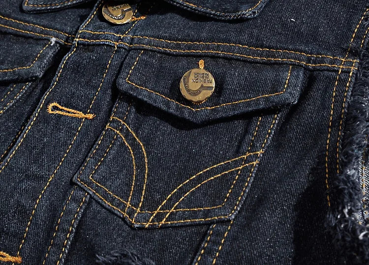 2025 Men's Fashion Jeans Sleeveless Jacket Vest Male Black Blue Denim Jeans Vest  Man Cowboy Outdoors Waistcoat Mens Jacket Vest