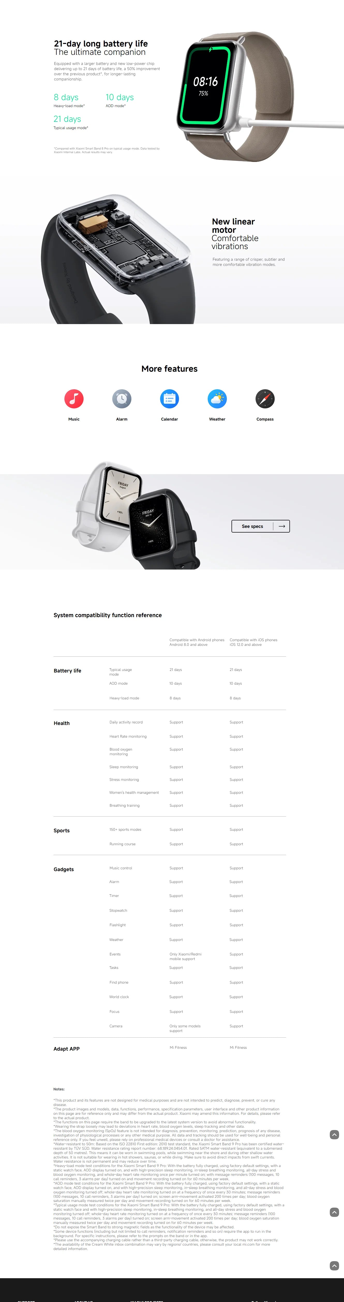 Classic model Global version xiaomi band 9 pro Improved blood oxygen and heart rate monitoring Up to 21 days of battery life