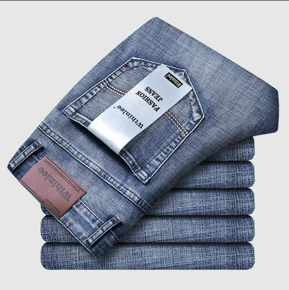 2026 New Business Men's Jeans Casual Straight Stretch Fashion Classic Blue Black Work Denim Pant Trousers Male  Clothing