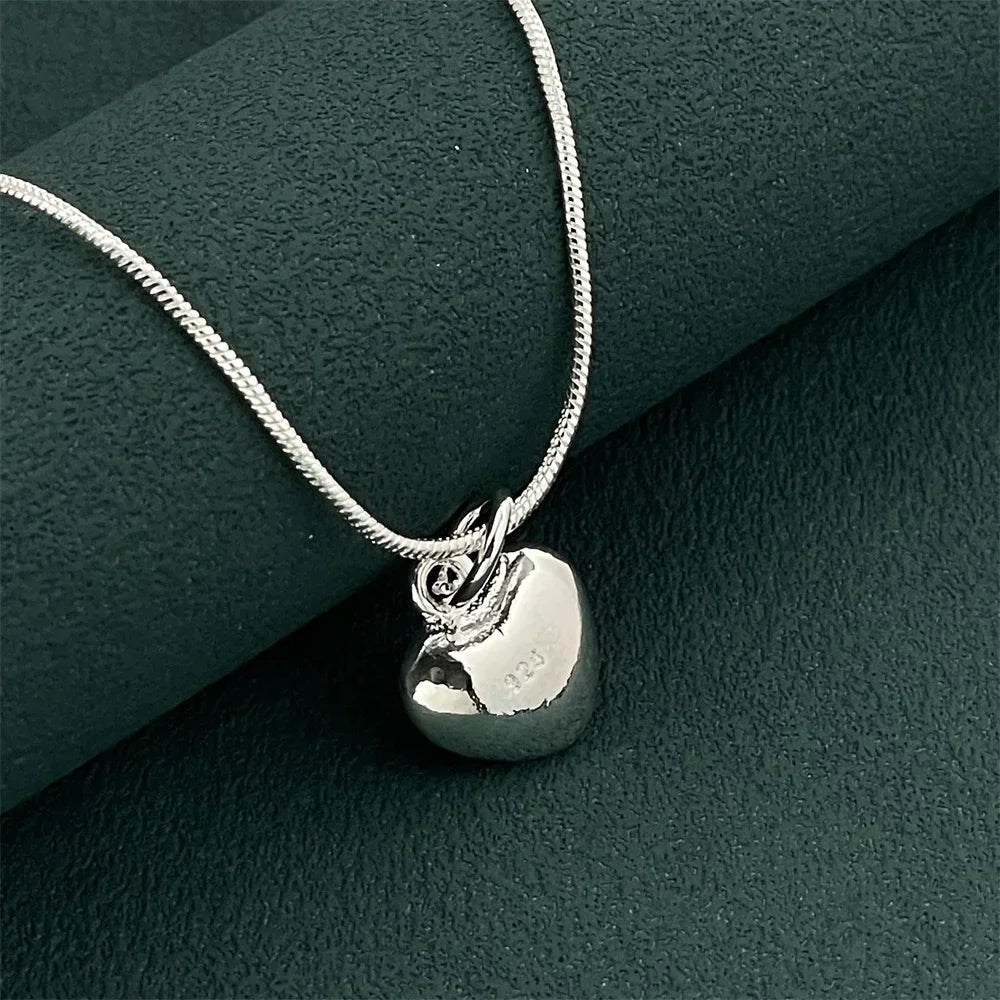 fashion 925 sterling silver designer jewelry lovely heart pendant with snake bone chain necklace for women gifts