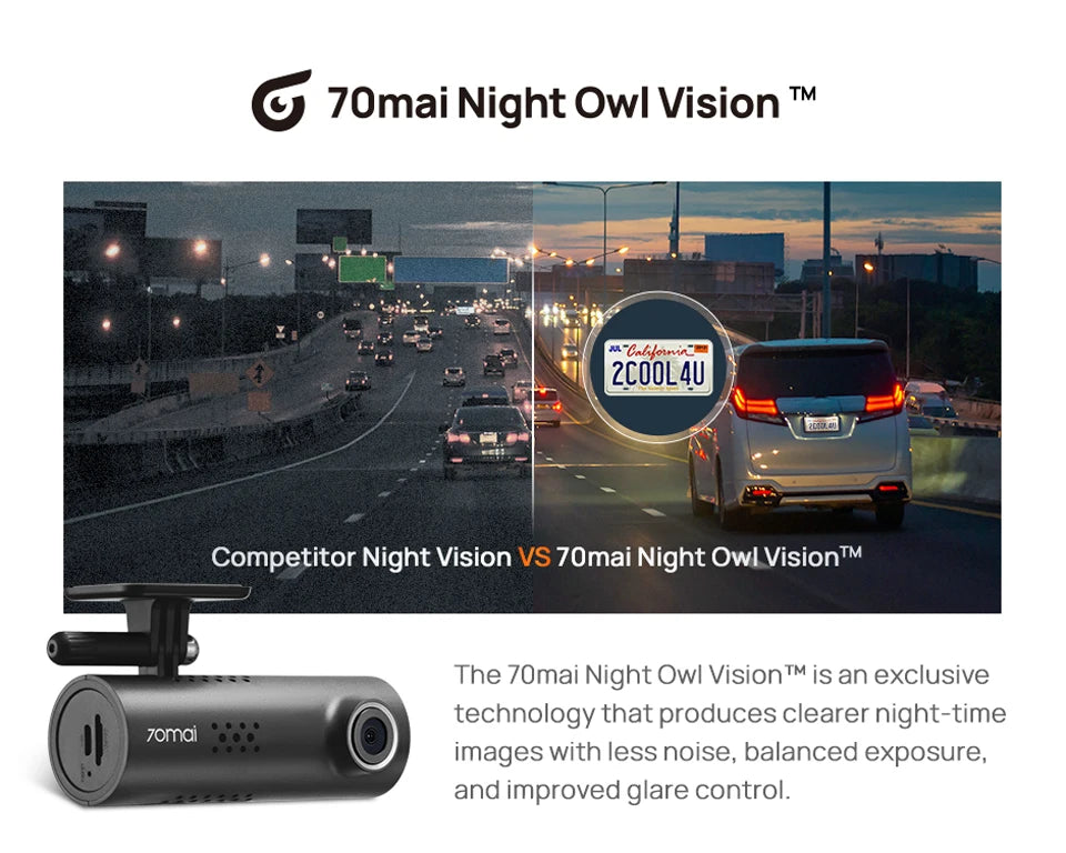70mai Dash Cam M310 Plus 2K English Voice Control 1440P WDR Night Vision 24H Parking Surveillance 70mai M310 2K Car DVR Wi-Fi 6