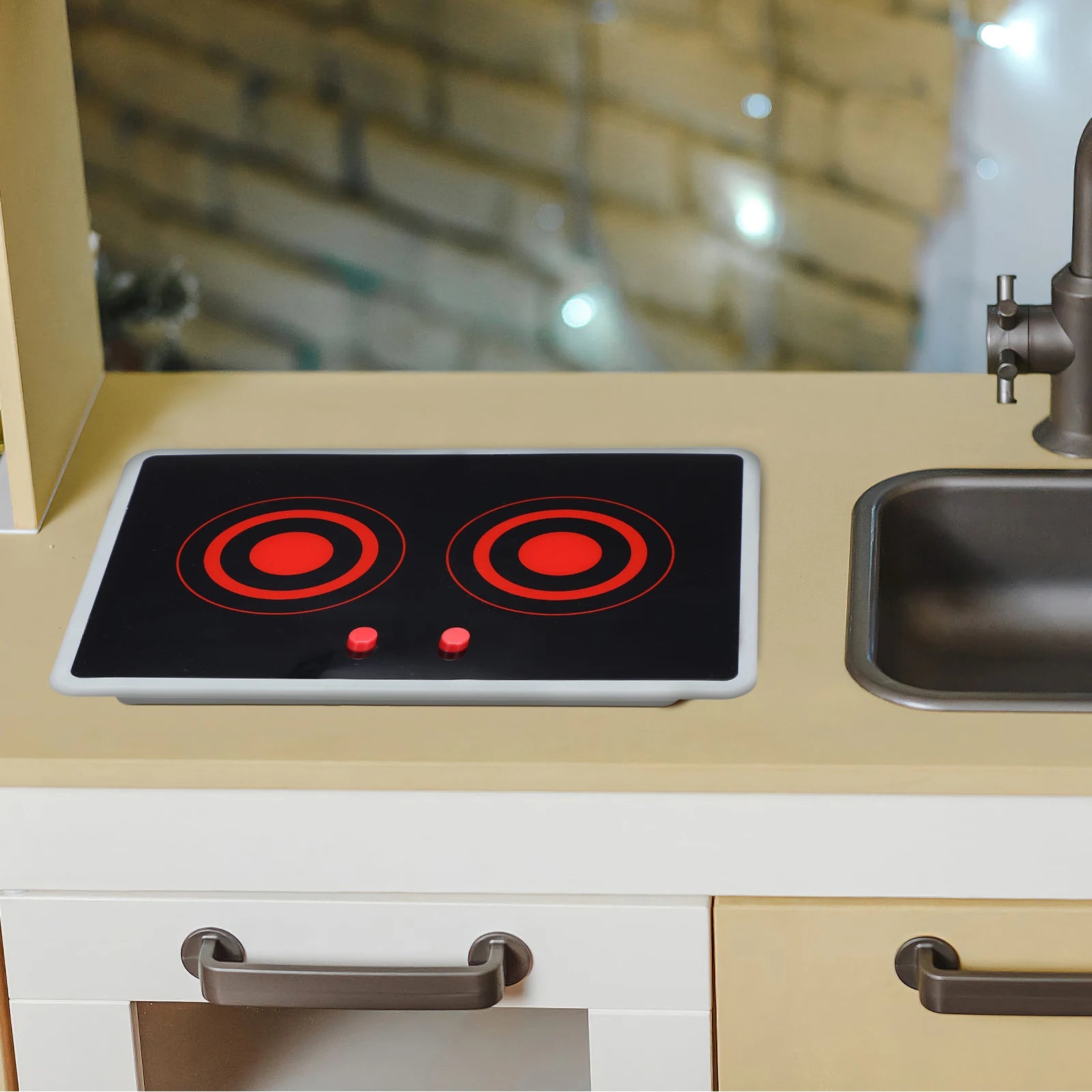Kids Play Kitchen Appliance Realistic Induction Stove With Sound & Light Pretend Play Kitchen Toy For Toddler Operated Models