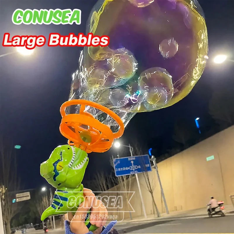 2 In 1 Large Bubbles Dinosaur Soap Bubble Electric Gun Toy Children's Outdoor Party Interactive Games for Kids Boys Girls Kids