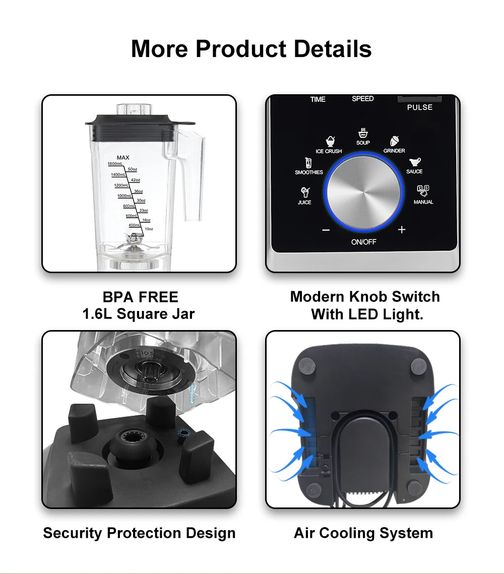 Biolomix Digital BPA FREE 2L Automatic Program Professional Commercial Blender Mixer Juicer Food Processor Ice Smoothies