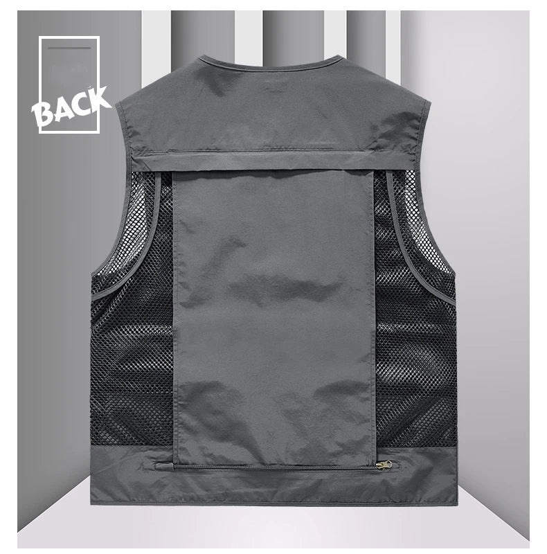 FGKKS Men Multi Pockets Vest Men's New Breathable Outdoor Fishing Vest Quality Design Leisure High Tech Male Jacket