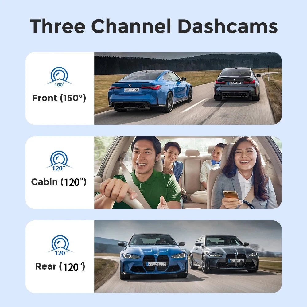 Dash Cam for Cars WIFI APP Car DVR 2/3lens Front Camera Video Recorder Rear View Camera for Vehicle Black Box Car Assecories