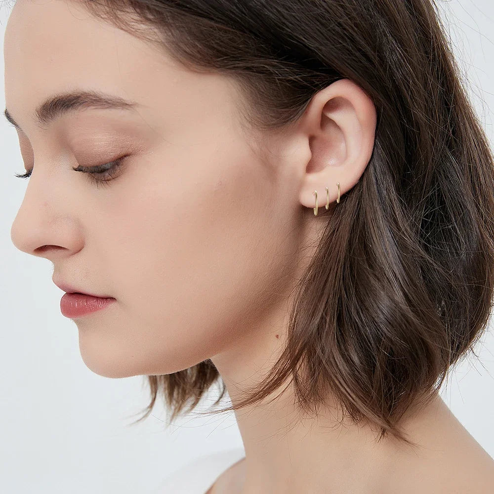 2/6PCS Seamless 316L Stainless Steel Nose Ring for Men Gold Color Hoop Earrings for Women Septum Helix Tragus Piercing Jewelry