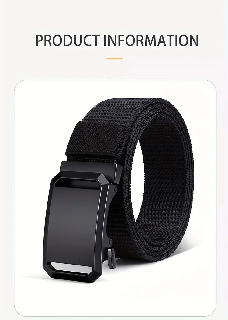 New Automatic Buckle Belt, Canvas Tactical Workwear Casual Outdoor Military Training Pants Belt For Men