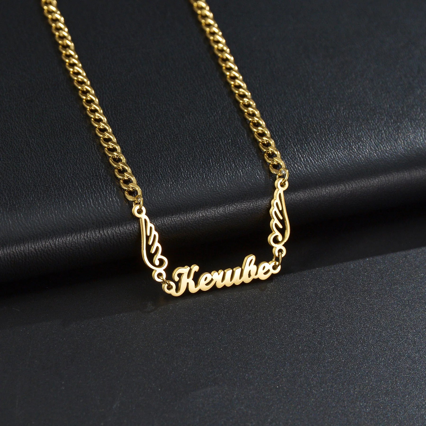Atoztide Custom Name Necklaces Personalized Stainless Steel 4mm NK Cuban Thick Chain Pendant Letter for Women Jewelry Gift 