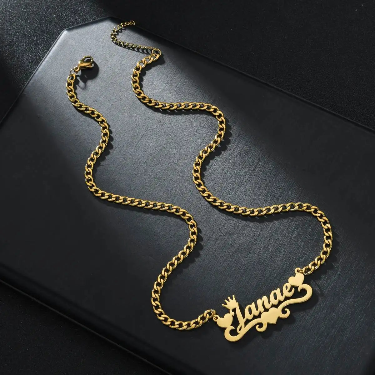 Atoztide Custom Name Necklaces Personalized Stainless Steel 4mm NK Cuban Thick Chain Pendant Letter for Women Jewelry Gift 