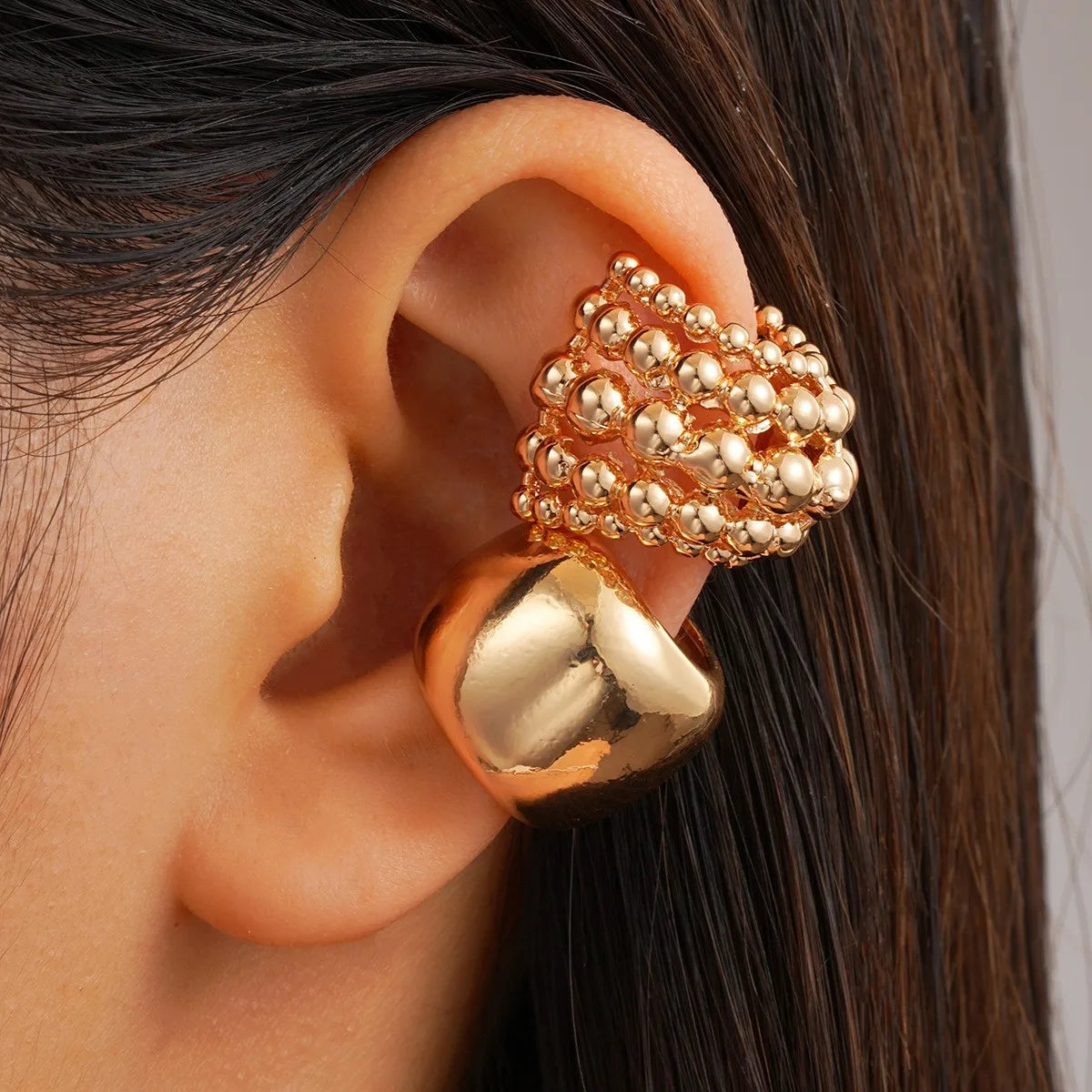 2025 New Exaggerated Wide Clip-On Earrings Set For Women Simple Gold Color Copper Metal Earring Daily Wear Vacation Jewelry Gift