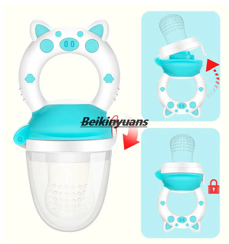 Baby Pacifier fruits and vegetables bite bag newborn baby pig le molar stick to eat fruit consisting silicone tooth gum pacifier