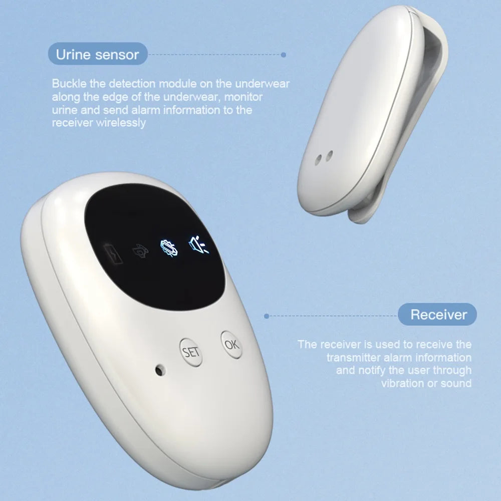 Wireless Bedwetting Alarm Pee Alarm for Boys Grils Kids Potty Training Elder Care 10-20M Range Vibration Sound Reminding