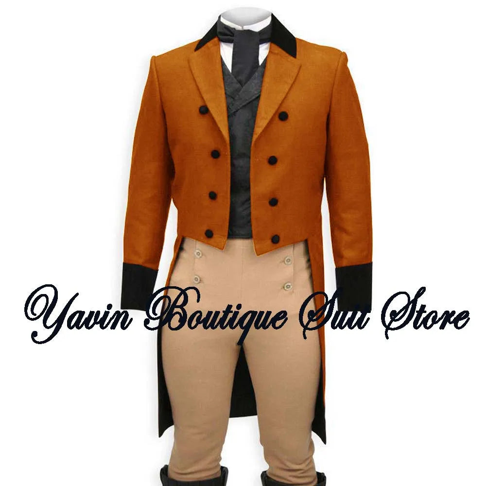 Men's 3 Piece Suit Swallow Tailed Coat Slim Fit One Breasted Tailcoat for Wedding Prom Dinner Party Blazer Pants Set