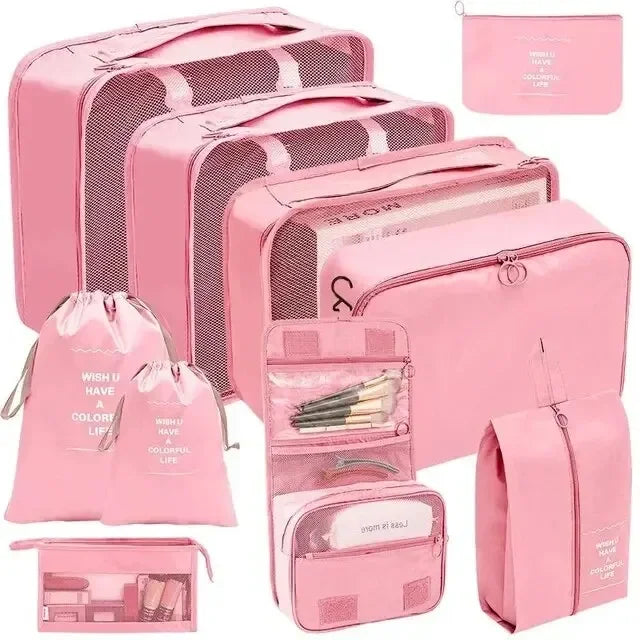 7/10 Pcs Set Travel Organizer Storage Bags Suitcase Packing Cubes Cases Portable Wardrobe Luggage Clothes Shoe Pouch Fold