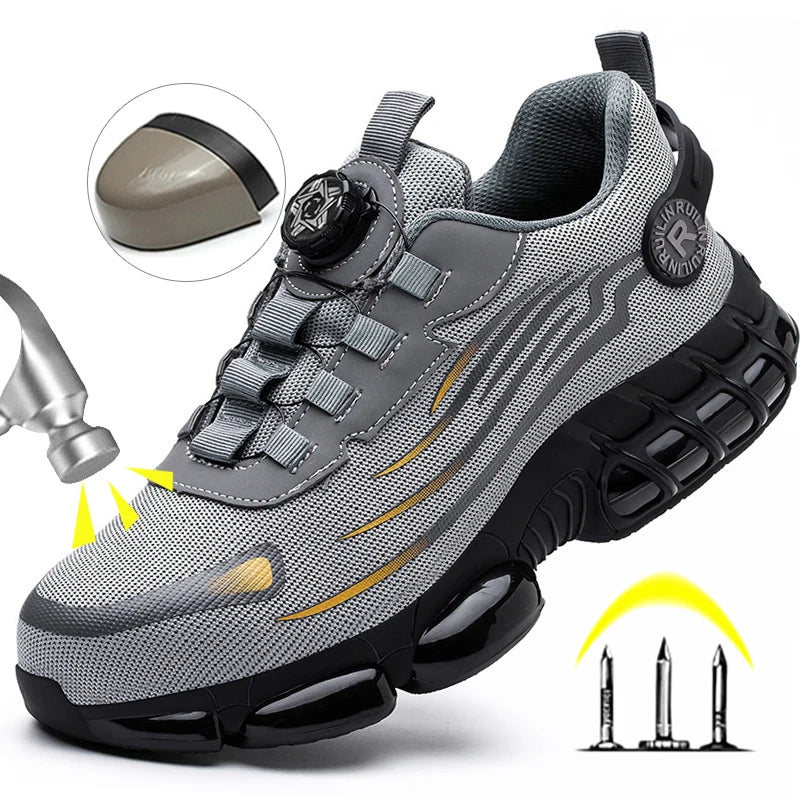 Men's Safety Shoes Protection And Elastic Safety Boots Fashionable Casual Shoes Breathable Odor Protection Men's Work Shoes