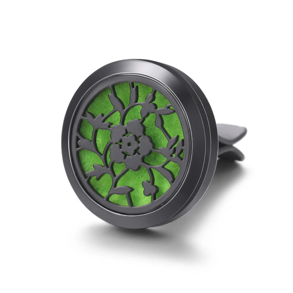 New Car Air Freshener Diffuser Clip Black Hollow Pattern Aromatherapy Lockets Essential Oil Perfume Pendant Car Ornaments Gift
