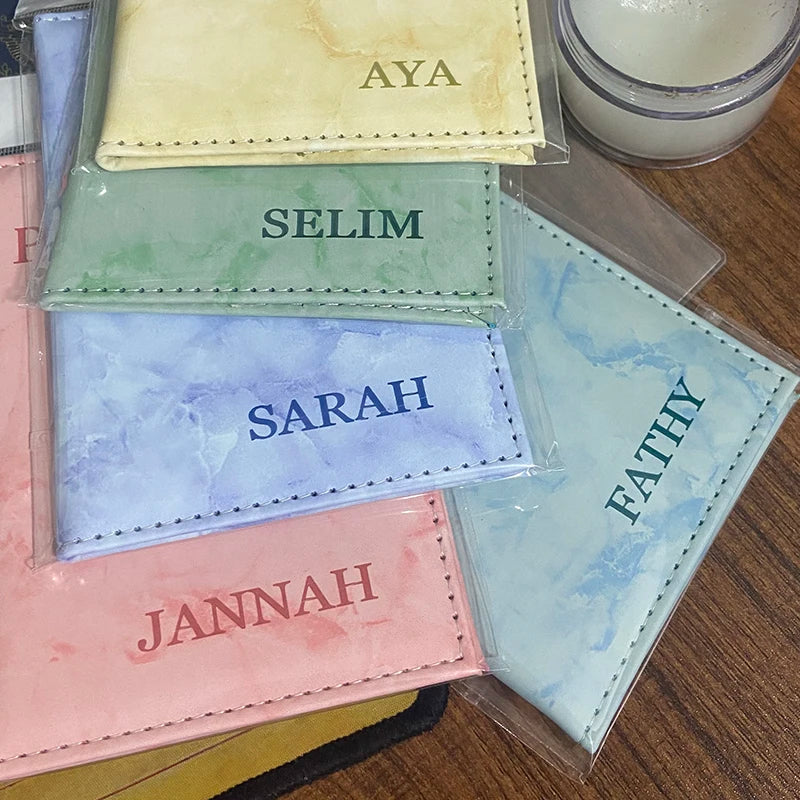 Laser Engraving Customize Name Passport Holder Travel Wallet Marble Patten Case for Passports Passport Cover With Personal Names