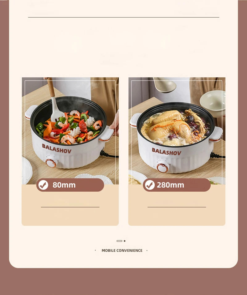 1.5L/3L Portable Electric Rice Cooker Multifunctional Double Layer Pan Non-stick Cookware for Kitchen and Home Appliance