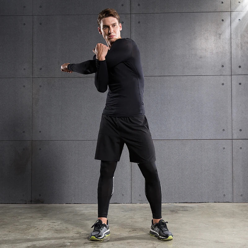 Compression Running Top Men Long Sleeve Shirt For Male Gym Clothing Quick Dry Sportswear Fitness Tee Training Workout Muscle Top