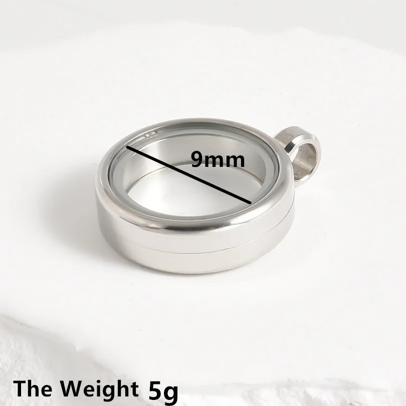 1Pc Stainless Steel Round Reliquary Photo Coin Holder Locket Pendant Openable Glass Cremation Urn Relicario Colgantes Jewelry