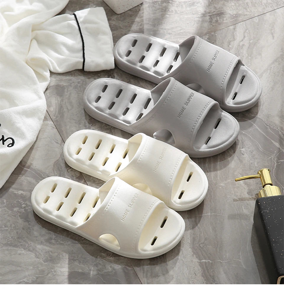 Unisex EVA Non Slip Soft Bottom Leaking Shower Man Woman Home Slippers Punching Bathroom Quick Drying Slipper