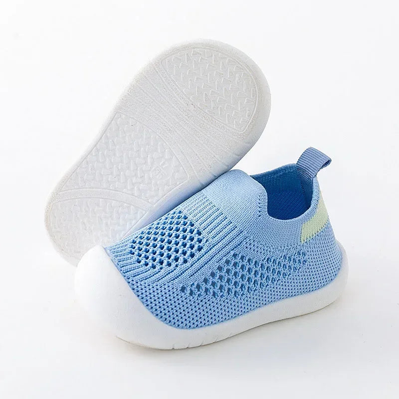 Breathable Knit Mesh Walking Shoes for Kids Spring Summer Soft Sole Anti-Collision Unisex Pastel Casual Sneakers Toddlers 1-3Y