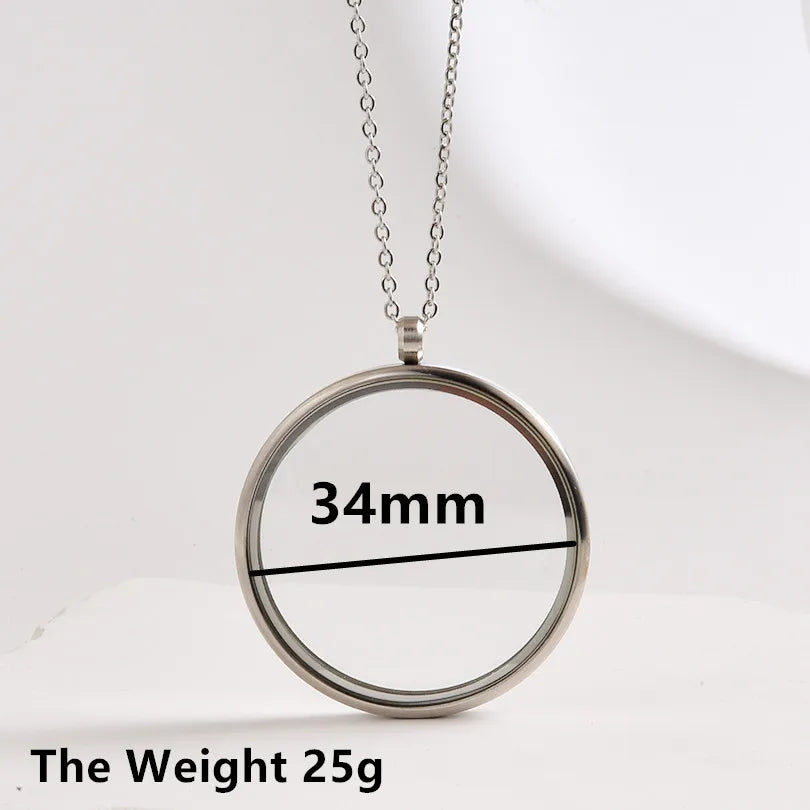 1Pc Inner Size 10-40mm Round Glass Memory Coin Holder Locket Pendant Necklaces Floating Living Relicario Collares Jewelry Bulk