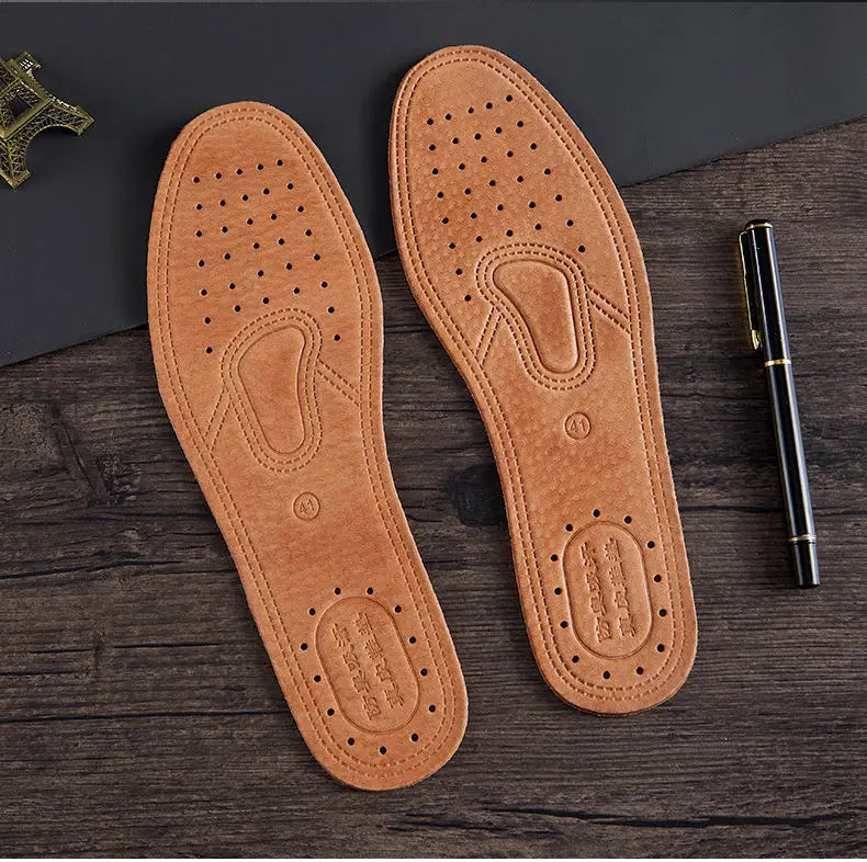 Real Cowhide Insole Leather Shoes Boots Shoe Inserts Soft Breathable Deodorant Anti-slip Template Shock Absorbing Insoles Sole