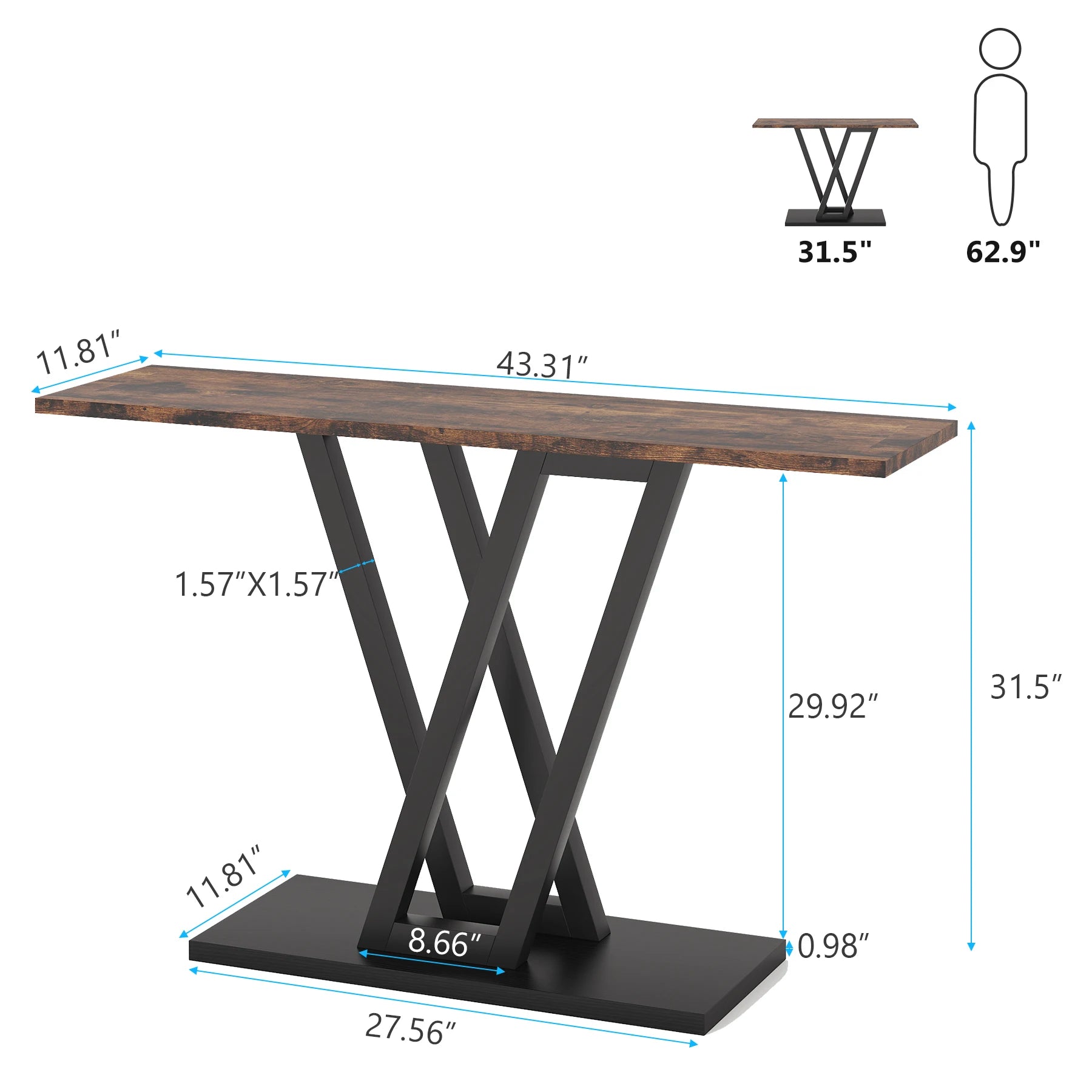 Tribesigns 110 cm Console Table Industrial Entryway Hallway Table  Living Room Furniture