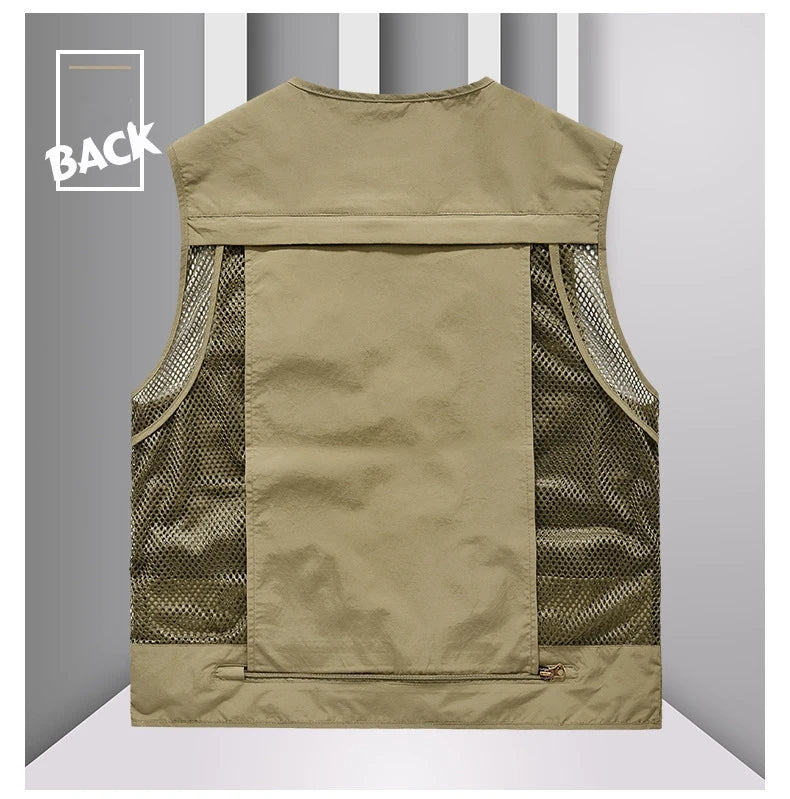 FGKKS Men Multi Pockets Vest Men's New Breathable Outdoor Fishing Vest Quality Design Leisure High Tech Male Jacket