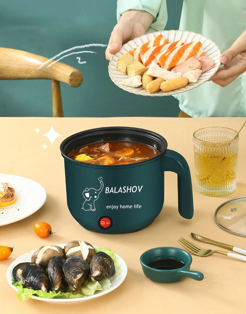 Mini Electric Cooker For Home Kitchen 2 People Food Noodle Single/Double Layer Multifunction Non-stick Pan steam Cooking Machine