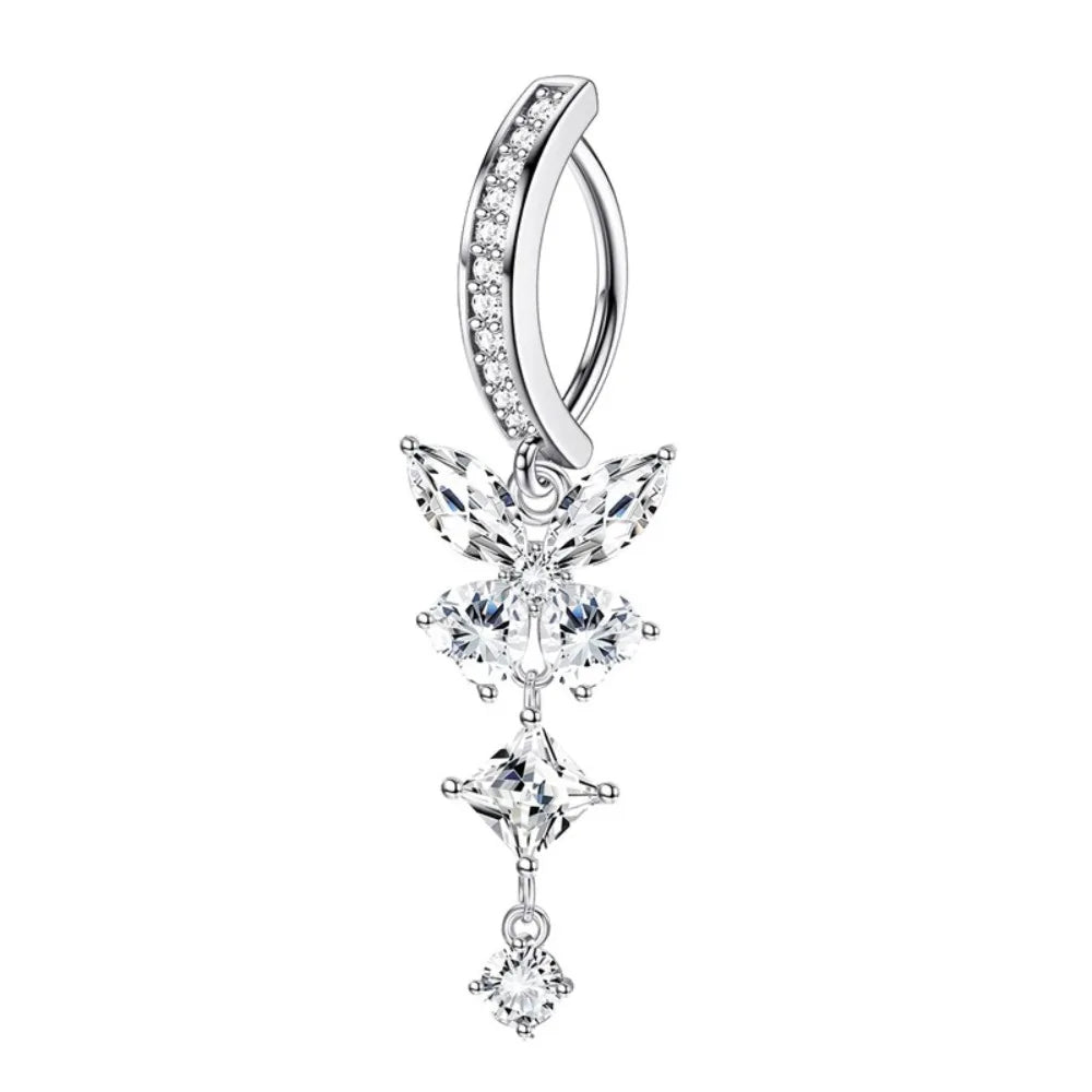 Faux Fake Belly Butterfly Fake Belly Piercing Heart Clip On Umbilical Navel Fake Pircing Moon Star Leaves Cartilage Earring Clip